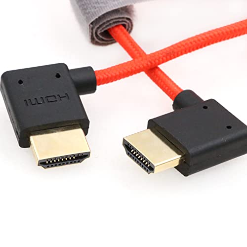 SZRMCC 8k 2.1 HDMI to HDMI Ultra High Speed Coiled Braided Cable for Z Cam E2 Sony FX6 FX9 Canon EOS C70 C300 Portkeys BM5 Atomos Ninjav V Shogun Monitor Left Right Angle - Image 3