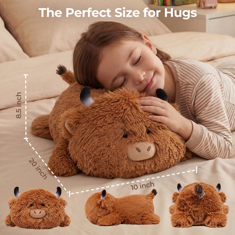 Mewaii Cute Highland Cow Plush Pillow, Kawaii Plushies Highland Cow Stuffed Animals, Squishy Plushies, Cuddle Plush Pillow for Kids & Girls (13 Inch) - Image 3