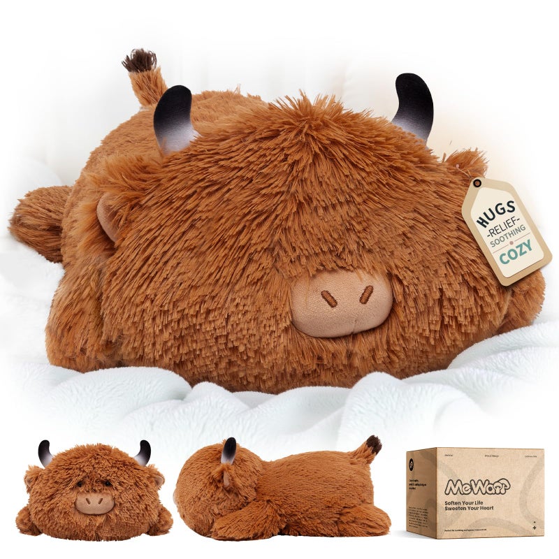 Mewaii Cute Highland Cow Plush Pillow, Kawaii Plushies Highland Cow Stuffed Animals, Squishy Plushies, Cuddle Plush Pillow for Kids & Girls (13 Inch) - Image 1