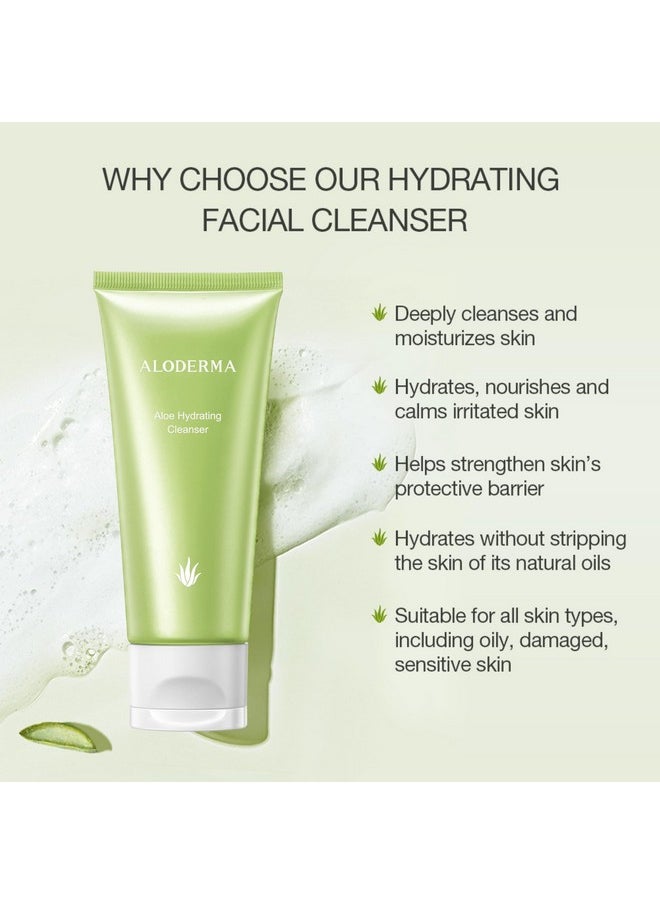 Aloderma - Hydrating Facial Cleanser With Organic Aloe Vera Daily Moisturizing Aloe Face Wash With Shea Butter Vitamin E Nourishing Face Cleanser For Normal Dry Skin Noncomedogenic 100G/3.5Oz - Image 1