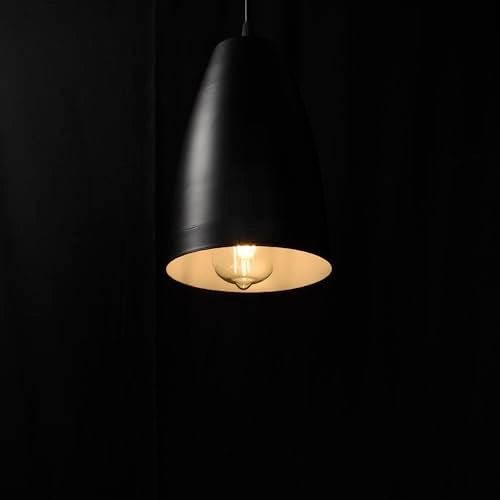 BENE Kofu Pendant Lamp, Mild Steel Indoor Modern Minimal Pot Hanging Lamp, E-27 Base Ceiling Hanging Light for Home Decor, Kitchen, Living Room, Bedroom, 16 cm (Black, Pack of 1 Pc) - Image 5