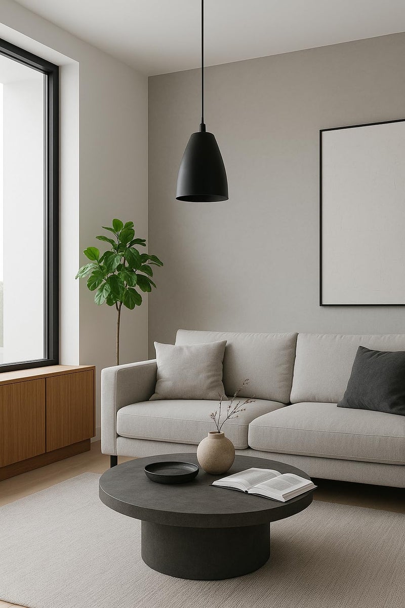 BENE Kofu Pendant Lamp, Mild Steel Indoor Modern Minimal Pot Hanging Lamp, E-27 Base Ceiling Hanging Light for Home Decor, Kitchen, Living Room, Bedroom, 16 cm (Black, Pack of 1 Pc) - Image 1