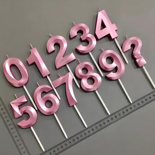 Juzfun Number Candles 3 for Birthday Cake Decoration Third Anniversary Party Celebration Metallic Pink Colour Size : Width 5 x Height 7 CM - Image 4