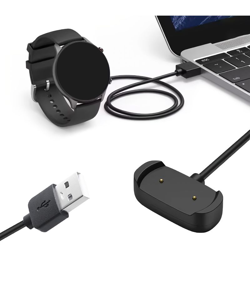 Compatible With Amazfit T Rex2 Ultimate Cheetah Pro 3 4 Black USB Smartwatch Charging Cable 23 62inch - Image 4