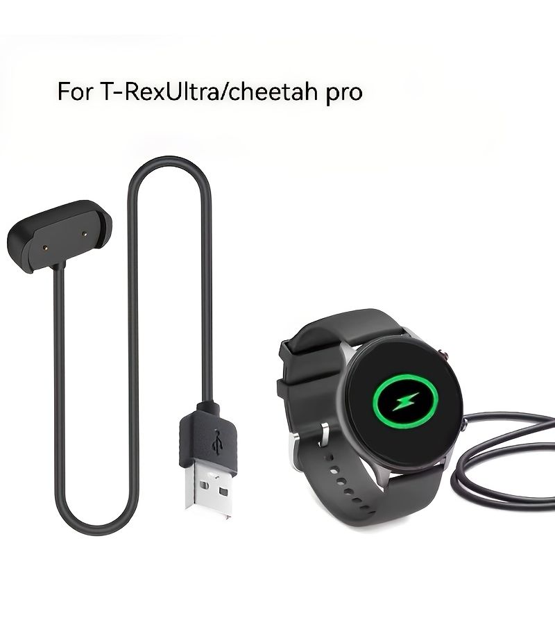 Compatible With Amazfit T Rex2 Ultimate Cheetah Pro 3 4 Black USB Smartwatch Charging Cable 23 62inch - Image 1