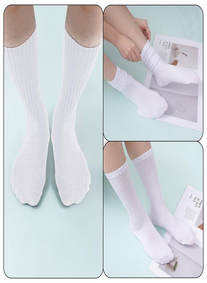 سي ان او ام جي جوارب بيضاء مكدسة من cnomg، زوجان، جوارب بيضاء مكشكشة، جوارب طويلة ناعمة للغاية، جوارب مكشكشة تصل إلى الركبة، للاستخدام الداخلي والخارجي (مقاس أمريكي، ألفا، مقاس واحد، عادي، عادي، 2، أبيض) - Image 4