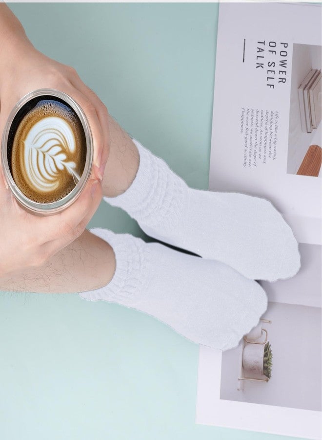 سي ان او ام جي جوارب بيضاء مكدسة من cnomg، زوجان، جوارب بيضاء مكشكشة، جوارب طويلة ناعمة للغاية، جوارب مكشكشة تصل إلى الركبة، للاستخدام الداخلي والخارجي (مقاس أمريكي، ألفا، مقاس واحد، عادي، عادي، 2، أبيض) - Image 2