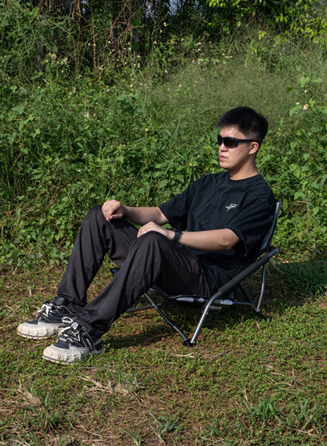 DPT كرسي تخييم قابل للطي، كرسي رحلات، رمادي - Image 2