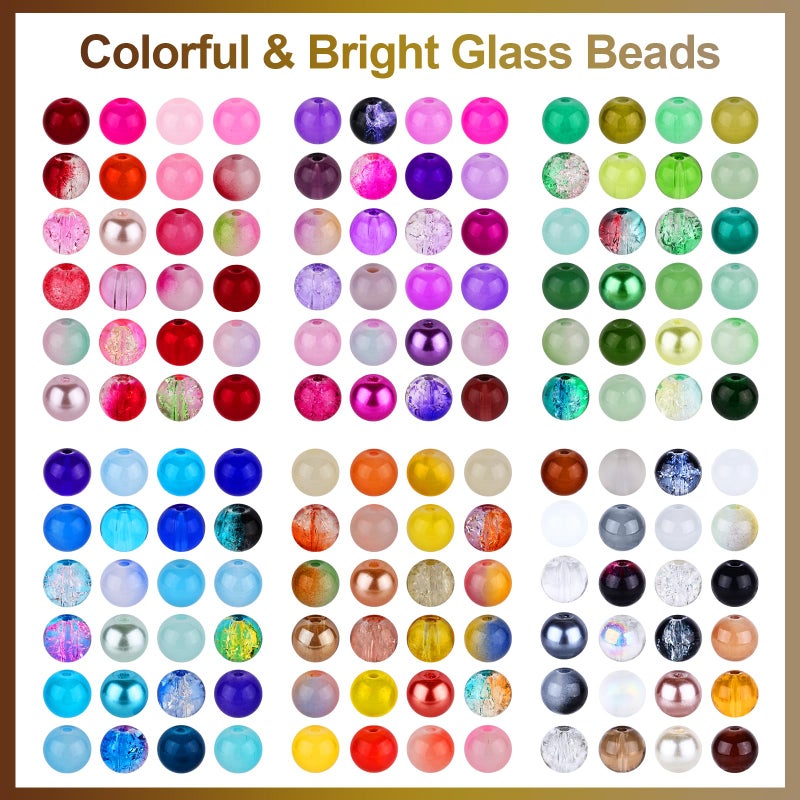 XSEINO About 3600pcs 8mm Glass Beads Making Kit,6Box-144 Colors Dreamy Series Colorful Crystal Beads for Making,DIY Crafts - Image 3