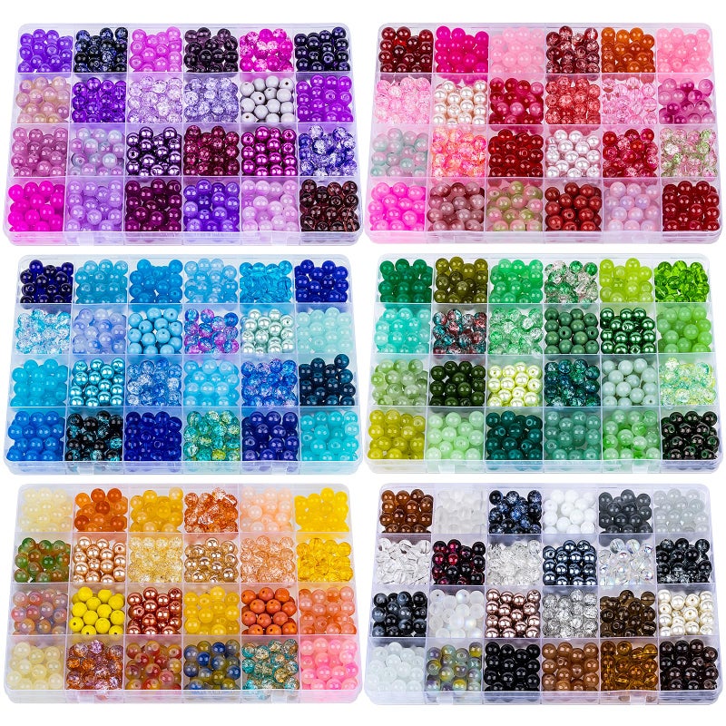 XSEINO About 3600pcs 8mm Glass Beads Making Kit,6Box-144 Colors Dreamy Series Colorful Crystal Beads for Making,DIY Crafts - Image 1