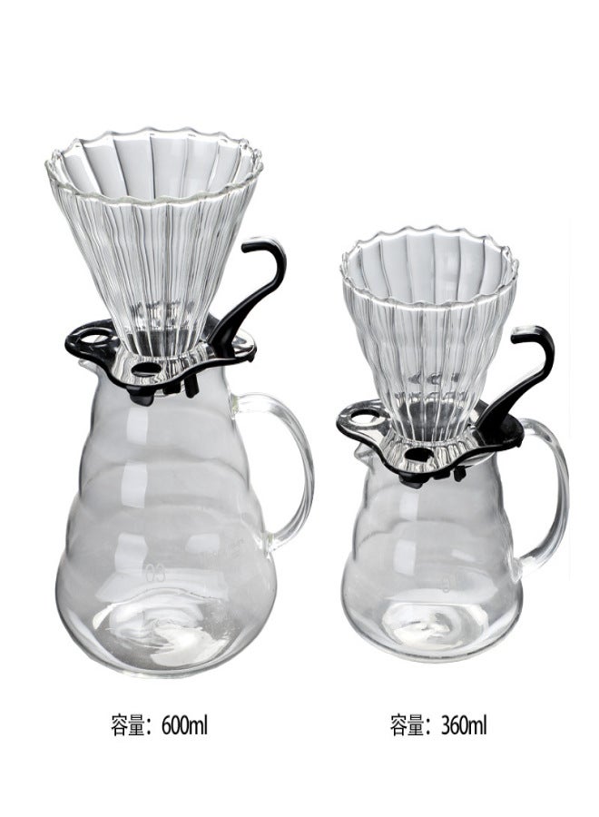 Heat-resistant thickened glass cloud coffee pot V60 coffee filter cup hand-made pot with lid can be customized logo 02 Clouds 600ml - Image 2