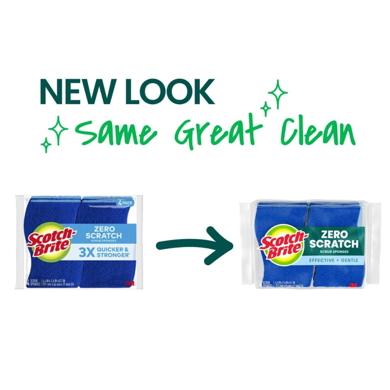 Scotch Brite Scotch-Brite Zero Scratch Scrub Sponge, 36 Kitchen Sponges for Cleaning Around the Home, Bathroom & More, Scratch-free Dish Scrubber, Multi-surface Safe, Best for Nonstick Pots and Pans - Image 2