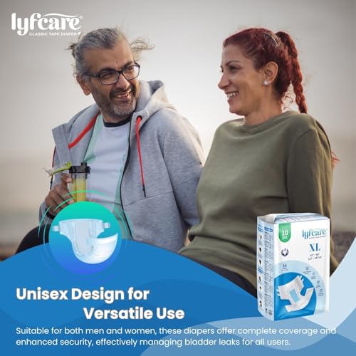 Lyfcare Open Tape Adult Diaper Extra Large (XL) - 10 Units | Unisex Diapers Open Tape Style | Waist (127-167 cm) | Wetness Indicator, Super absorb, 360° Protection & 0% Leakage | For Men & Women - Image 2