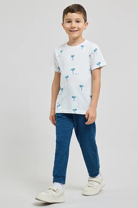 أر أند بي Printed T-Shirt with Crew Neck and Short Sleeves