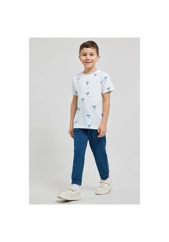 أر أند بي Printed T-Shirt with Crew Neck and Short Sleeves