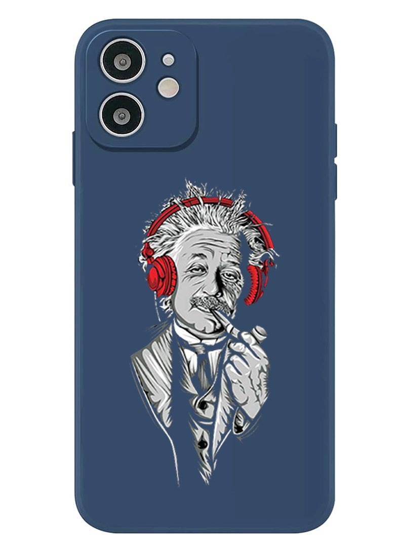 Theodor Protective Slim Fit Case Liquid Silicone Cover with Full Body Protection Anti-Scratch Shockproof Case For iPhone 12 Blue  - Einstein copy - Image 1