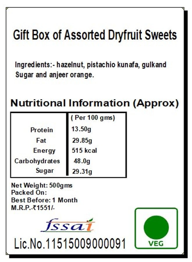 Jaiccha Ghasitaram Gifts Jaiccha Diwali Gift - Gift Box of Assorted Dryfruit Sweets|Sweets|Sweets Gift Pack|Diwali Sweets|Indian Mithai|Diwali Sweets Gift Box|Sweets Gift Box - Image 3