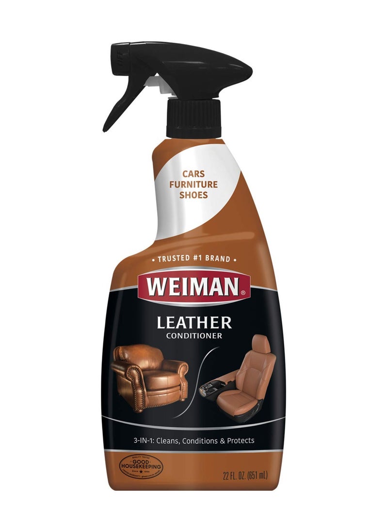 Weiman - Leather Cleaner & Conditioner - 12 Fl Oz - Non Toxic Cleans Conditions and Restores Leather Surfaces - UV Protectants Help Prevent Cracking or Fading of Leather Couches Car Seats Shoes Purses - Image 1