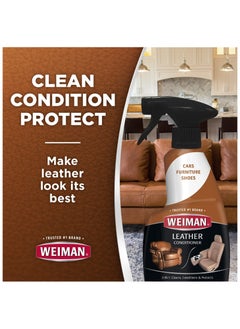Weiman Leather Cleaner & Conditioner - 12 Fl Oz - Non Toxic Cleans Conditions and Restores Leather Surfaces - UV Protectants Help Prevent Cracking or Fading of Leather Couches Car Seats Shoes Purses  - Image 2