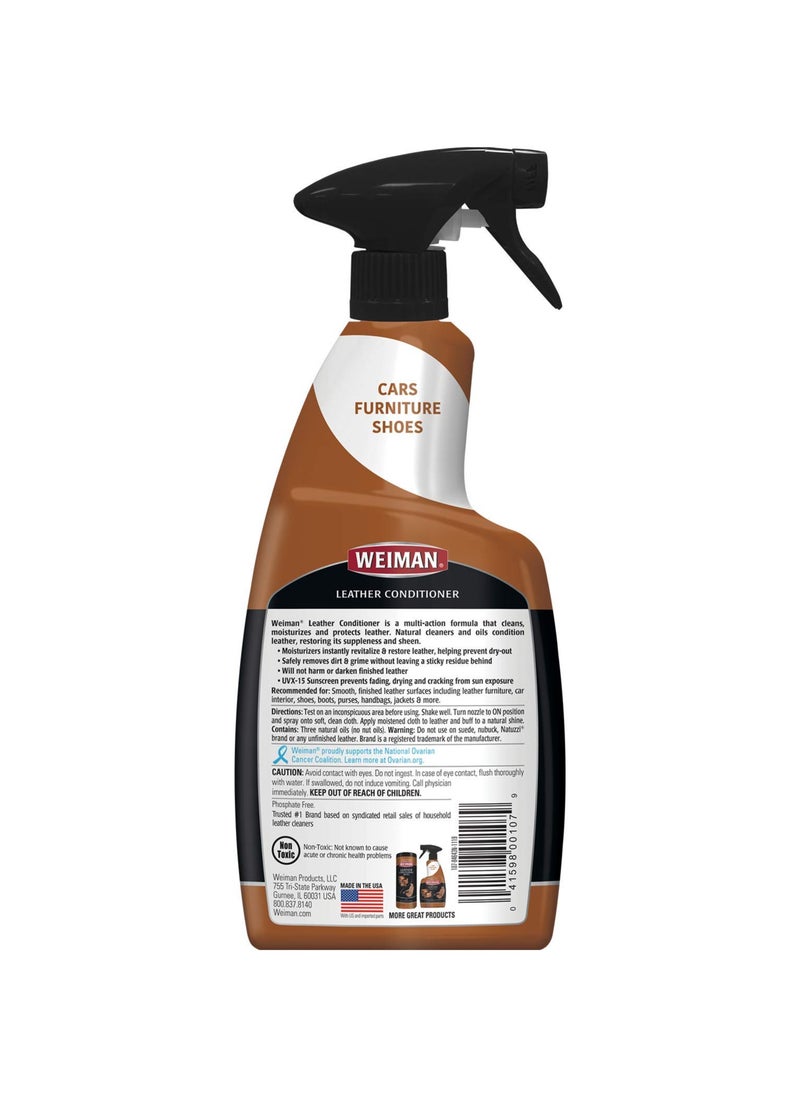 Weiman - Leather Cleaner & Conditioner - 12 Fl Oz - Non Toxic Cleans Conditions and Restores Leather Surfaces - UV Protectants Help Prevent Cracking or Fading of Leather Couches Car Seats Shoes Purses - Image 1