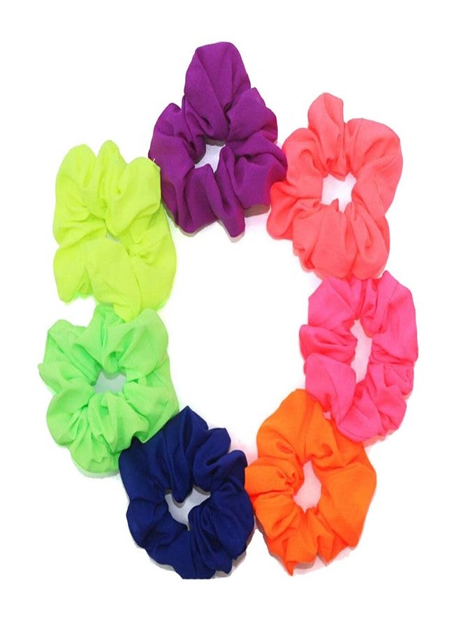 VASANA 7PCS 10 cm/3.9 inch Neon Scrunchies Bright Elastics Soft Bobbles Hair Bands Ponytail Holder Hair Ties Accessories for Women (Random Color) - Image 1