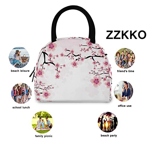ZZKKO Abstract Cherry Blossom Lunch Bag Box Tote Organizer Lunch Container Insulated Zipper Meal Prep Cooler Handbag For Women Men Home School Office Outdoor Use - Image 3