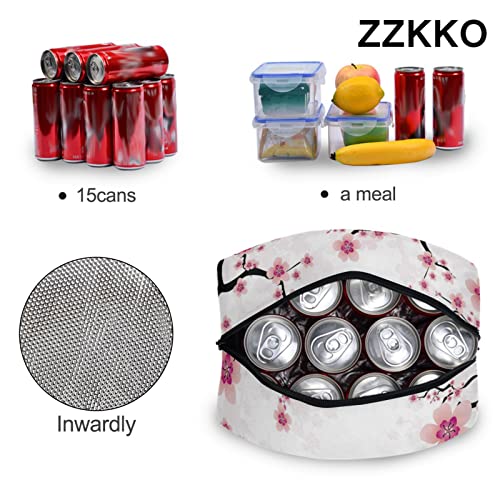 ZZKKO Abstract Cherry Blossom Lunch Bag Box Tote Organizer Lunch Container Insulated Zipper Meal Prep Cooler Handbag For Women Men Home School Office Outdoor Use - Image 5