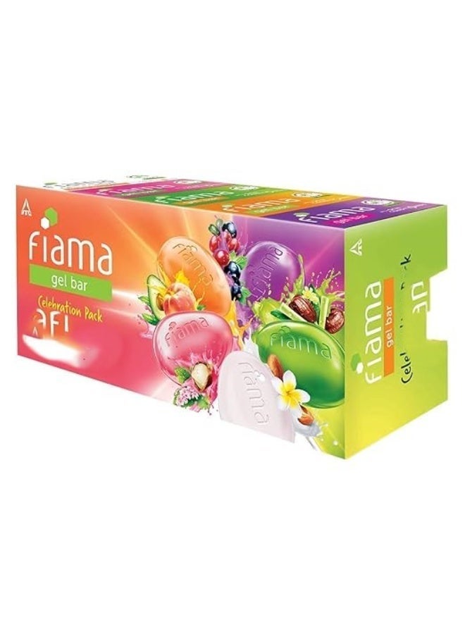 Fiama Gel Bar Celebration Pack, 125g Soap & Fiama Gel Bathing Bar Fresh Celebration pack, with 3 unique gel bars, 125g soap (Pack of 3), Blue - Image 2