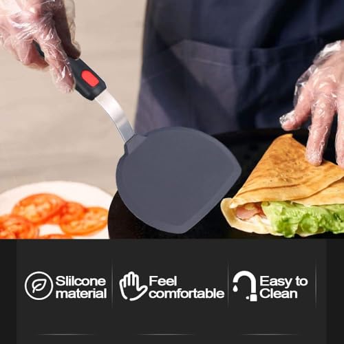Turbid Silicone Spatula - Nonstick, Heat Resistant Cooking & Baking Flipper for Pancakes, Omelettes, Pizza, Steak, Dosa - Ideal for Griddle Pans, Cookware and Fish Turner (Wide Spatula) - Image 5