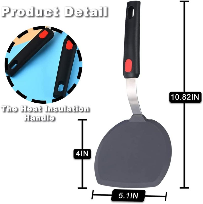 Turbid Silicone Spatula - Nonstick, Heat Resistant Cooking & Baking Flipper for Pancakes, Omelettes, Pizza, Steak, Dosa - Ideal for Griddle Pans, Cookware and Fish Turner (Wide Spatula) - Image 2