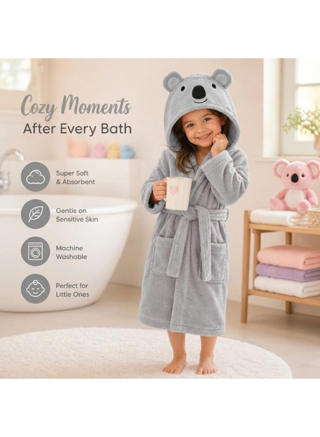 VELMORE Premium Kids Hooded Bathrobe – 100% Cotton Soft & Absorbent Towel Robe for Boys & Girls, Lightweight, Quick Dry, with Belt & Pockets (650 GSM) - 12 - 16 Y - Grey - Image 4