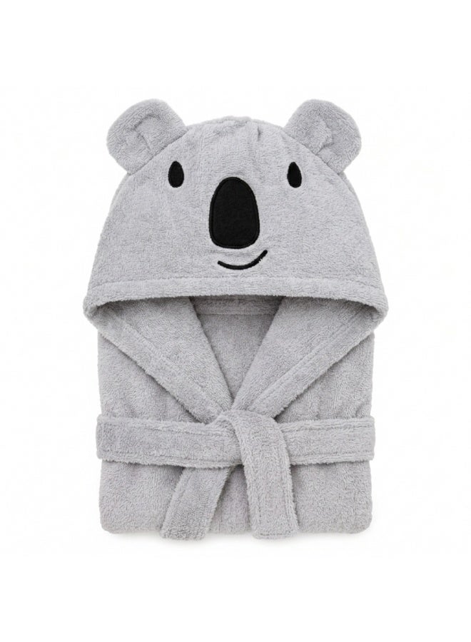 VELMORE Premium Kids Hooded Bathrobe – 100% Cotton Soft & Absorbent Towel Robe for Boys & Girls, Lightweight, Quick Dry, with Belt & Pockets (650 GSM) - 12 - 16 Y - Grey - Image 2
