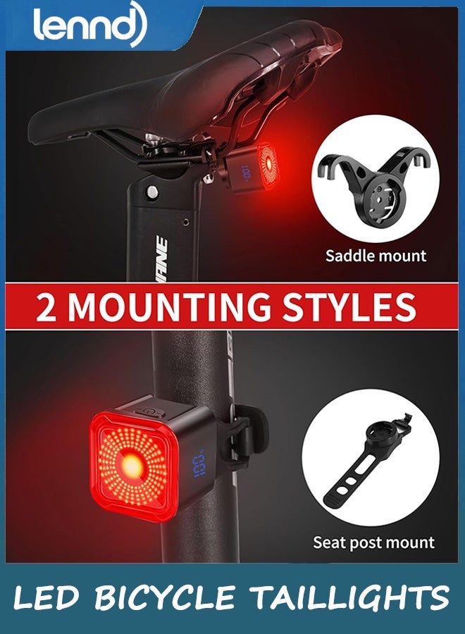 LENND Bike Tail Light with LED Display Screen, USB-C Rechargeable 6 Light Modes, IP55 Waterproof Bicycle Taillight for Night Riding, Super Bright Rear Bike Light for Road Mountain, Cycling - Image 5