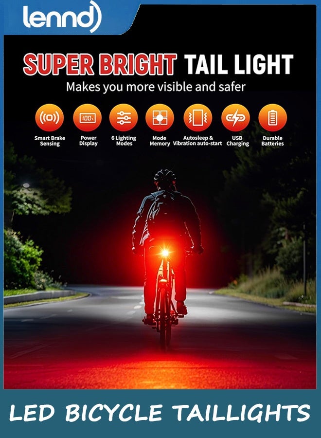 LENND Bike Tail Light with LED Display Screen, USB-C Rechargeable 6 Light Modes, IP55 Waterproof Bicycle Taillight for Night Riding, Super Bright Rear Bike Light for Road Mountain, Cycling - Image 4
