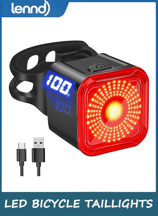 LENND Bike Tail Light with LED Display Screen, USB-C Rechargeable 6 Light Modes, IP55 Waterproof Bicycle Taillight for Night Riding, Super Bright Rear Bike Light for Road Mountain, Cycling - Image 1