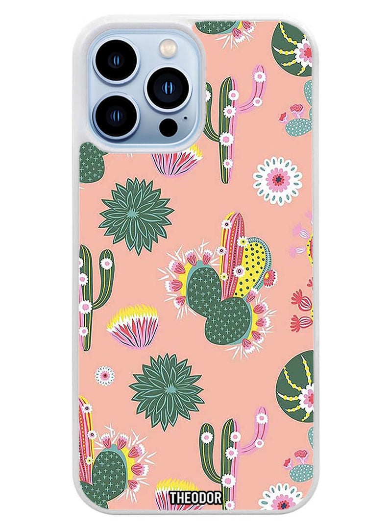 Theodor Protective Case Cover For APPLE IPHONE 14 Pro Max Cactus (White Bumper) - Image 1