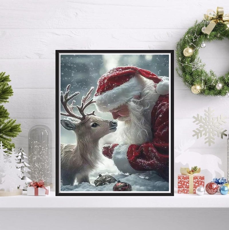 VIGEGU Christmas Paint by Numbers Kit for Adults Beginner with Frame,Santa Claus and Little elk Paint by Number DIY Adult Paint by Number Kits for Home Decor 9x12 in - Image 2