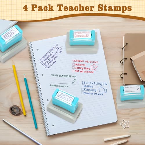 HEYTIMI 4 Pcs Teacher Stamps for Grading Self-Inking Special Accommodations Stamp Refillable Motivational Encouraging Rubber Stamp for Classroom Back to School Homework Student Dormitory Gifts - Image 5