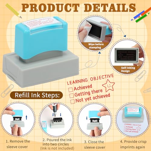 HEYTIMI 4 Pcs Teacher Stamps for Grading Self-Inking Special Accommodations Stamp Refillable Motivational Encouraging Rubber Stamp for Classroom Back to School Homework Student Dormitory Gifts - Image 2