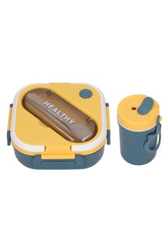 Excefore Bento Lunch Box, Portable Bento Box with Soup Cup Chopsticks Spoon, Reusable Lunch Containers, Microwaveable, Suitable for Office Outdoor Picnic (Blue)  - Image 1