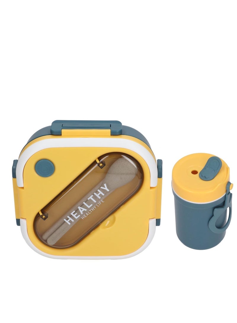 Excefore Bento Lunch Box, Portable Bento Box with Soup Cup Chopsticks Spoon, Reusable Lunch Containers, Microwaveable, Suitable for Office Outdoor Picnic (Blue)  - Image 5