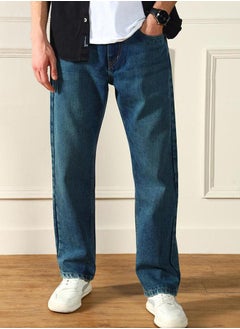 Dennis Lingo Mid Rise Relaxed Fit Low Fade Jeans by Styli  - Image 1