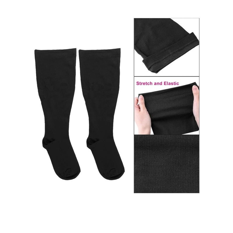 SOLARAE Wide Calf Compression Socks for Women Men, 2 Pairs Plus Size Extra Large Size Support Socks Stockings Reduces Swelling & Pain for Nurses Running Pregnant Travel Flight 20-25 mmHg（XXL） - Image 5