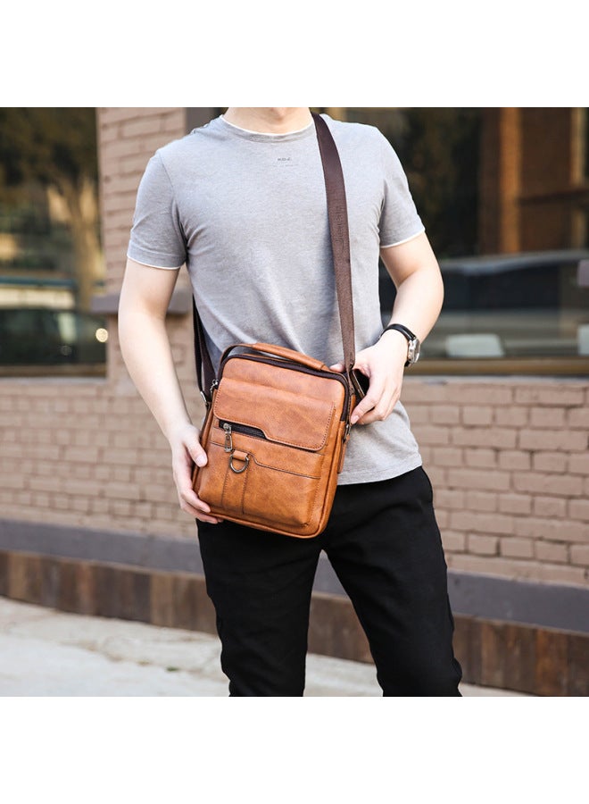 Generic Shoulder Bag Men's Casual Messenger Bag Men's Document Small Backpack Korean Business Shoulder Bag Vertical-Color:1106 Non-label Black + Short Wallet  - Image 4
