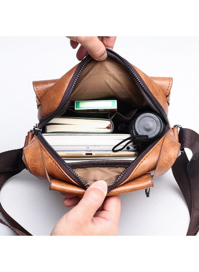 Generic Shoulder Bag Men's Casual Messenger Bag Men's Document Small Backpack Korean Business Shoulder Bag Vertical-Color:1106 Non-label Black + Short Wallet  - Image 3