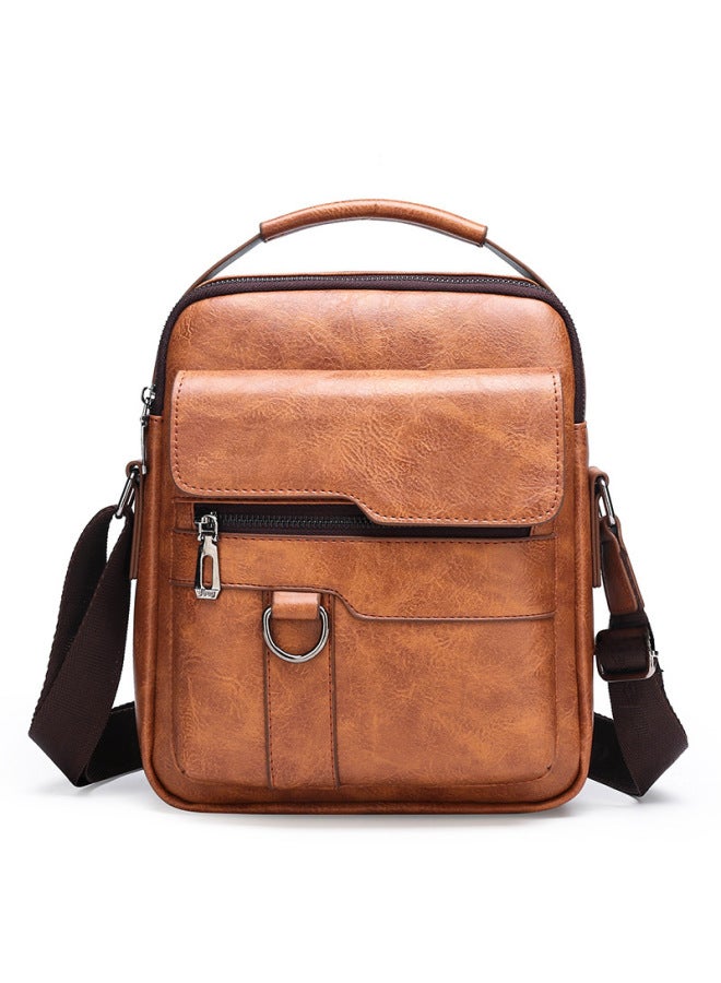 Generic Shoulder Bag Men's Casual Messenger Bag Men's Document Small Backpack Korean Business Shoulder Bag Vertical-Color:1106 Non-label Black + Short Wallet  - Image 1