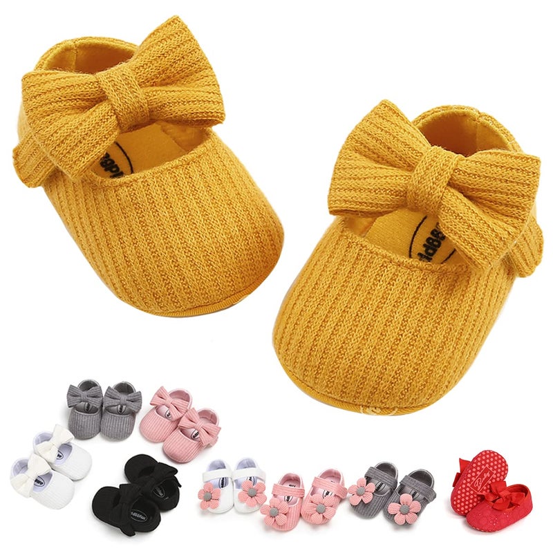 GDSDYM Baby Girls Mary Jane Flats with Bowknot Princess Wedding Dress Shoes Soft Newborn Infant Crib First Walker Prewalker - Image 1
