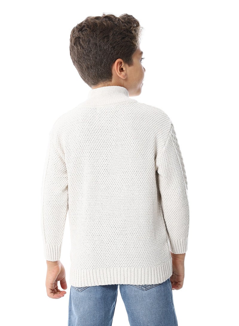 Andora Multi Knitted Pattern Boys Sweater_Cream Beige - Image 3