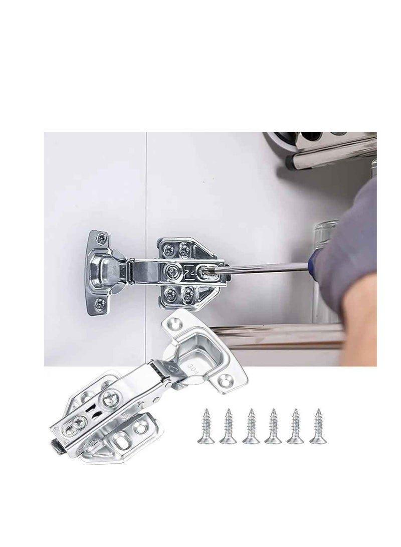 عباسلي مفصلات خزانة المطبخ الناعمة، 6 قطع مفصلات باب هيدروليكية صامتة وبطيئة وحدات المطبخ مفصلات الأبواب الأجهزة - Image 5