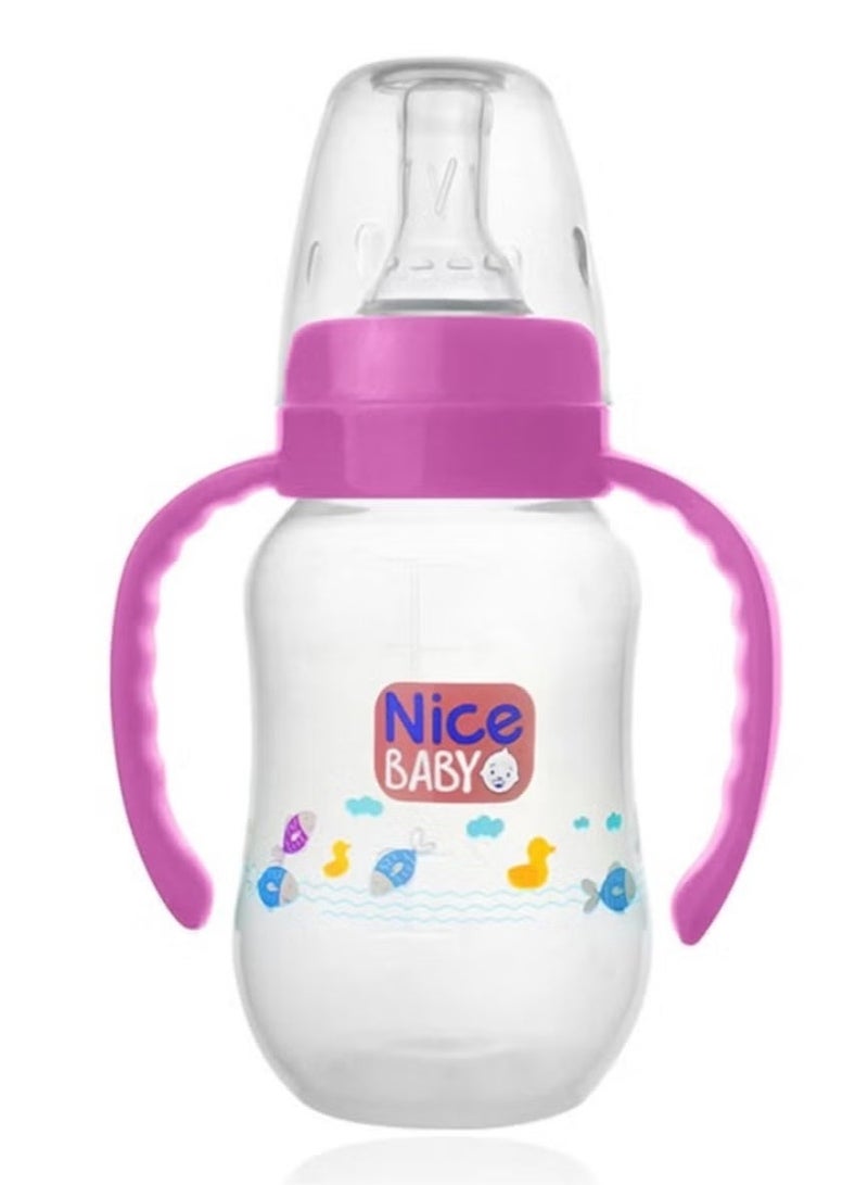 Nice Baby Baby Feeding Bottle with Handle – Fuchsia, 150ml, Assorted Designs - Image 1
